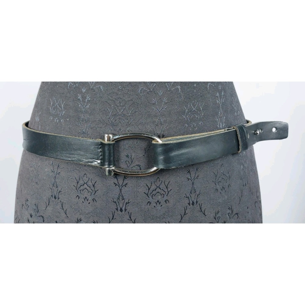 BRAVE Black Leather Belt Size 34 Silver Oval Stirrup Buckle Classic‎ Boho